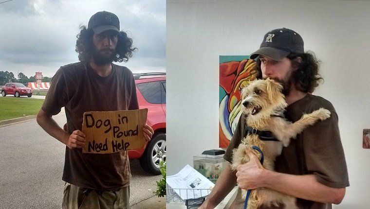 Un inconnu aide un sans-abri à sortir son chien de la fourrière