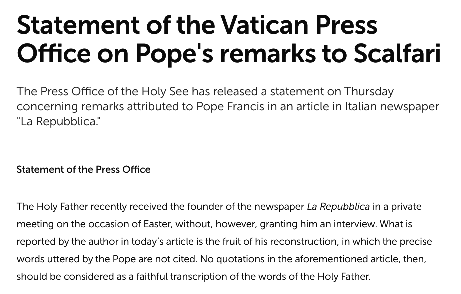 Que tout le monde se calme, le Vatican dit que le pape n'a pas dit que l'enfer n'existait pas