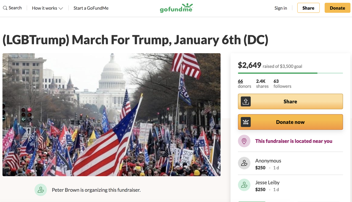 Les fans de Trump ont utilisé GoFundMe pour collecter des fonds pour le rallye DC