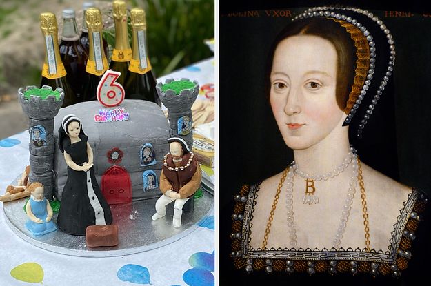 Une fille demande un gâteau d'anniversaire montrant la décapitation d'Anne Boleyn